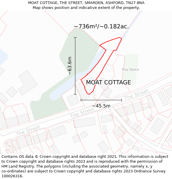 MOAT COTTAGE, THE STREET, SMARDEN, ASHFORD, TN27 8NA: Plot and title map