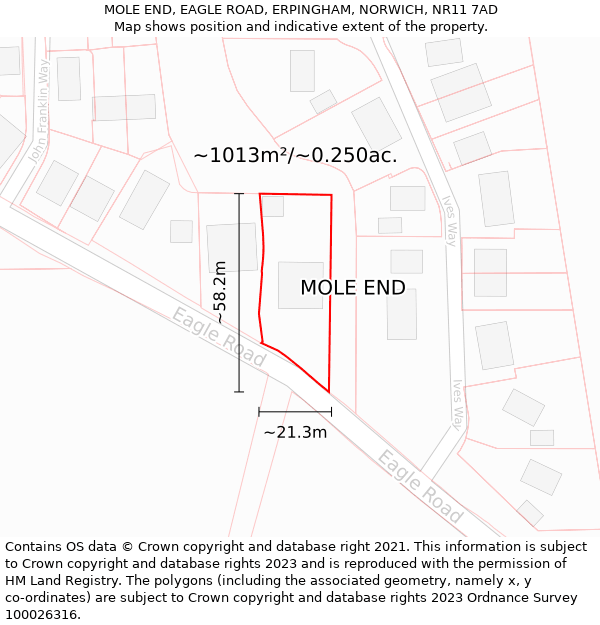 MOLE END, EAGLE ROAD, ERPINGHAM, NORWICH, NR11 7AD: Plot and title map