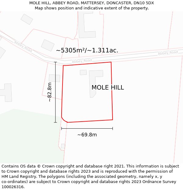 MOLE HILL, ABBEY ROAD, MATTERSEY, DONCASTER, DN10 5DX: Plot and title map