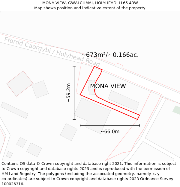 MONA VIEW, GWALCHMAI, HOLYHEAD, LL65 4RW: Plot and title map