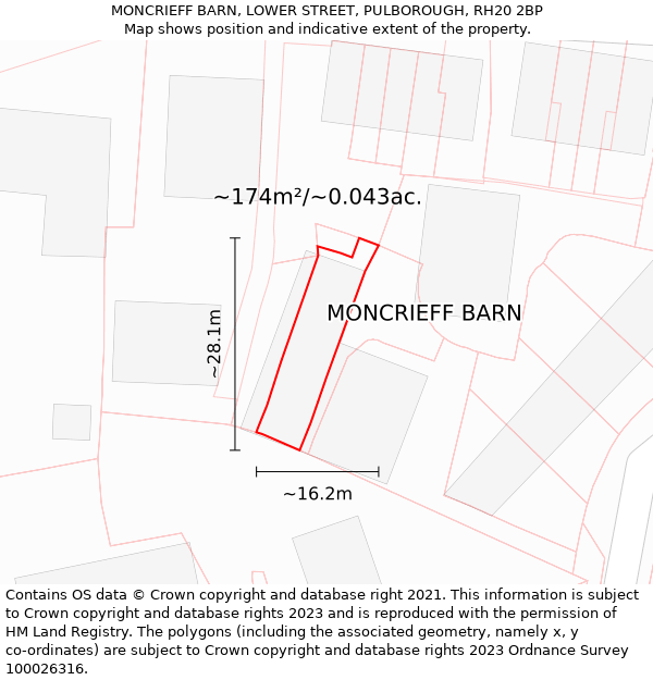 MONCRIEFF BARN, LOWER STREET, PULBOROUGH, RH20 2BP: Plot and title map