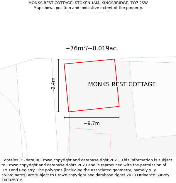 MONKS REST COTTAGE, STOKENHAM, KINGSBRIDGE, TQ7 2SW: Plot and title map