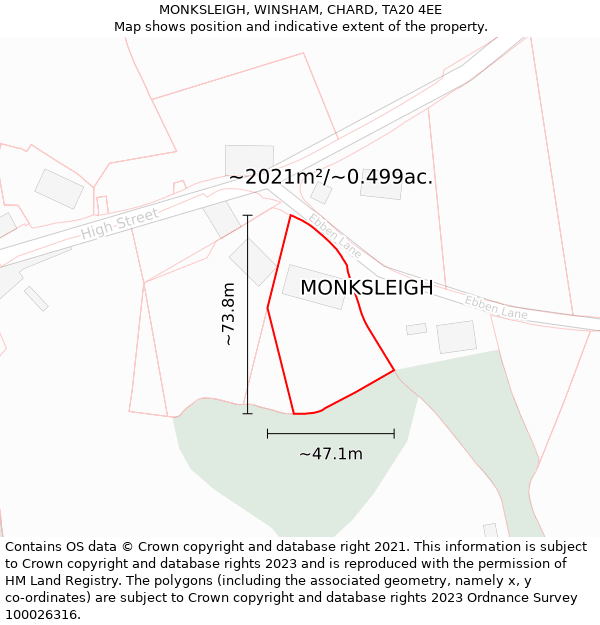 MONKSLEIGH, WINSHAM, CHARD, TA20 4EE: Plot and title map