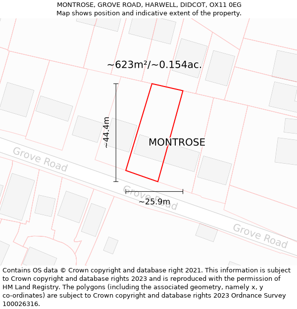 MONTROSE, GROVE ROAD, HARWELL, DIDCOT, OX11 0EG: Plot and title map