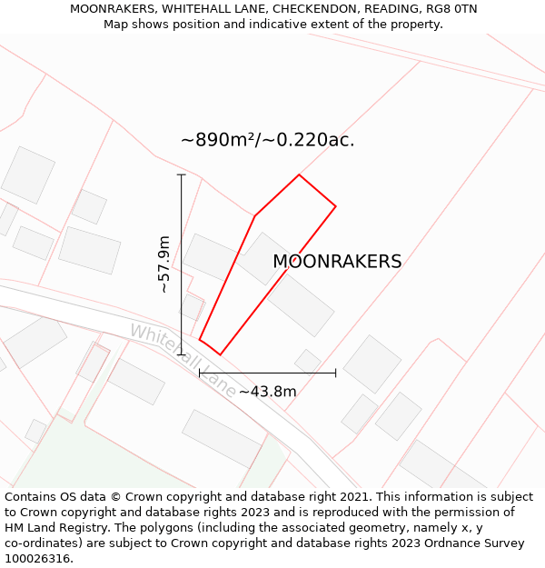 MOONRAKERS, WHITEHALL LANE, CHECKENDON, READING, RG8 0TN: Plot and title map