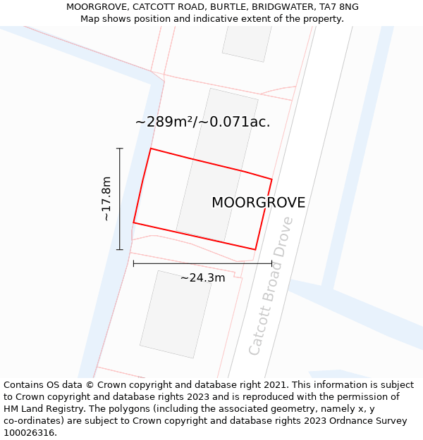 MOORGROVE, CATCOTT ROAD, BURTLE, BRIDGWATER, TA7 8NG: Plot and title map