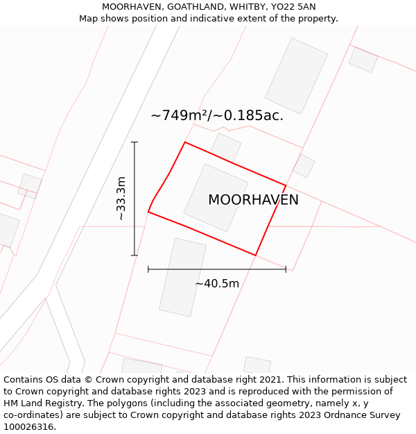 MOORHAVEN, GOATHLAND, WHITBY, YO22 5AN: Plot and title map