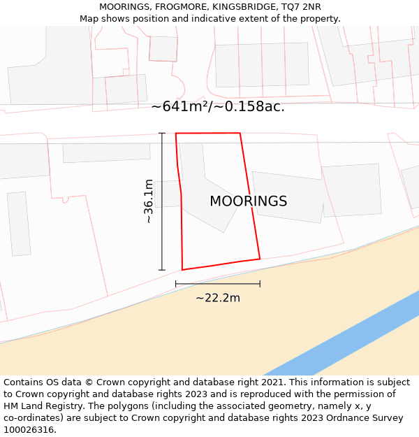 MOORINGS, FROGMORE, KINGSBRIDGE, TQ7 2NR: Plot and title map