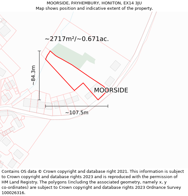 MOORSIDE, PAYHEMBURY, HONITON, EX14 3JU: Plot and title map