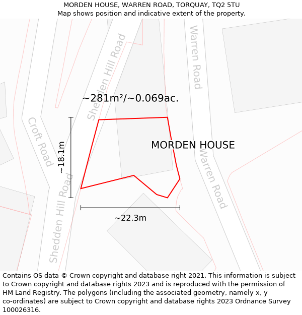 MORDEN HOUSE, WARREN ROAD, TORQUAY, TQ2 5TU: Plot and title map