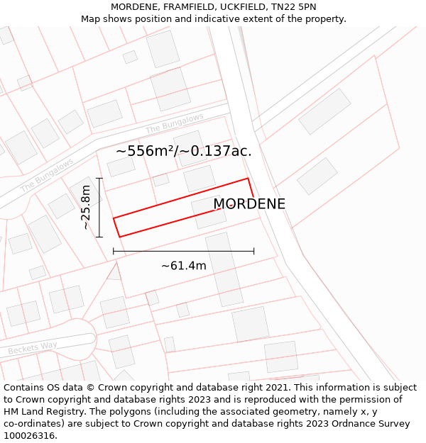MORDENE, FRAMFIELD, UCKFIELD, TN22 5PN: Plot and title map