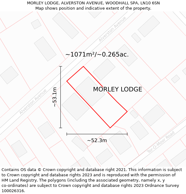 MORLEY LODGE, ALVERSTON AVENUE, WOODHALL SPA, LN10 6SN: Plot and title map