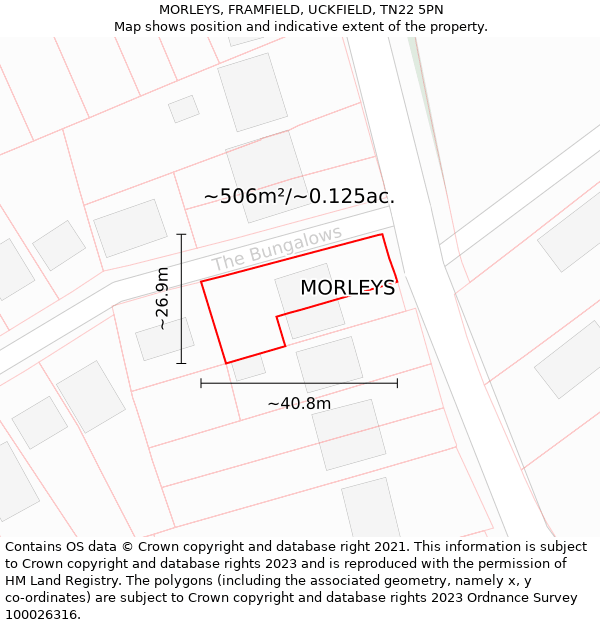 MORLEYS, FRAMFIELD, UCKFIELD, TN22 5PN: Plot and title map