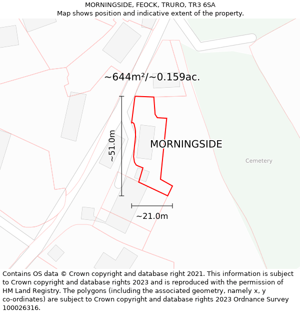 MORNINGSIDE, FEOCK, TRURO, TR3 6SA: Plot and title map