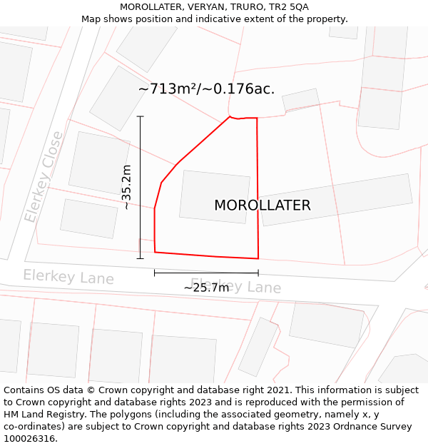 MOROLLATER, VERYAN, TRURO, TR2 5QA: Plot and title map