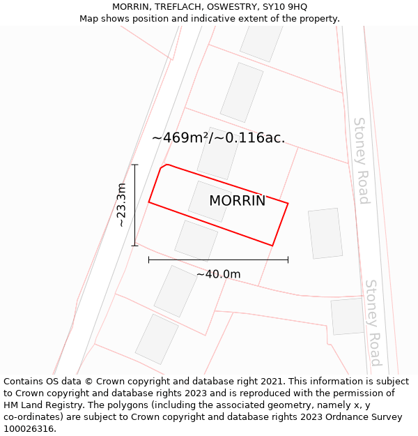 MORRIN, TREFLACH, OSWESTRY, SY10 9HQ: Plot and title map