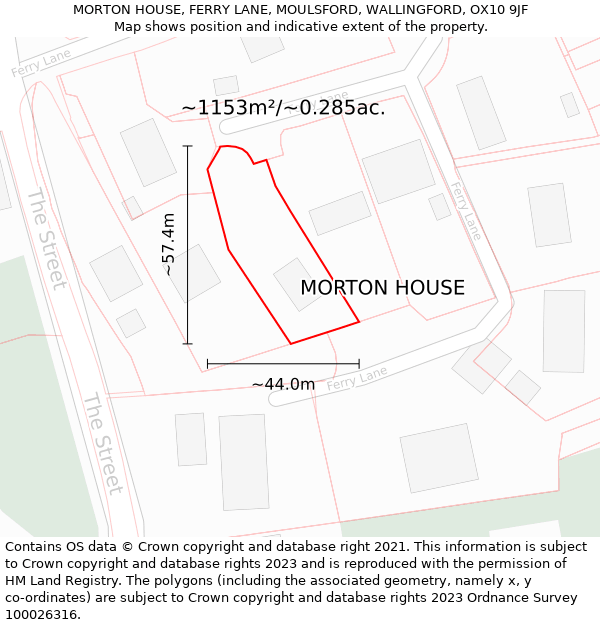 MORTON HOUSE, FERRY LANE, MOULSFORD, WALLINGFORD, OX10 9JF: Plot and title map