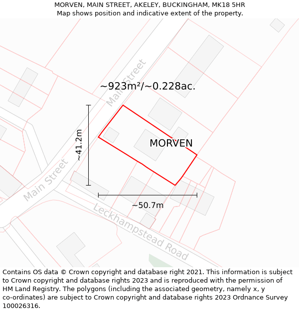 MORVEN, MAIN STREET, AKELEY, BUCKINGHAM, MK18 5HR: Plot and title map