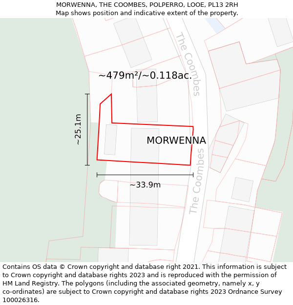 MORWENNA, THE COOMBES, POLPERRO, LOOE, PL13 2RH: Plot and title map