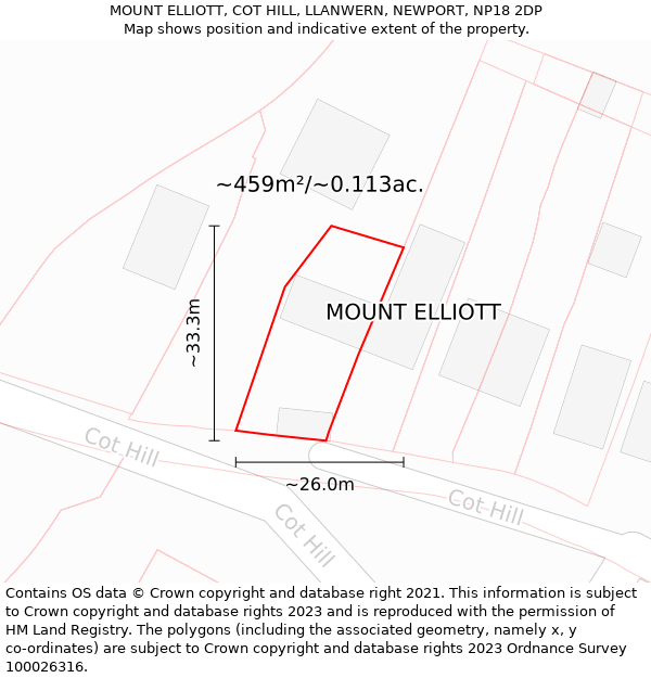 MOUNT ELLIOTT, COT HILL, LLANWERN, NEWPORT, NP18 2DP: Plot and title map