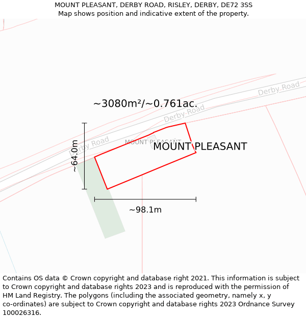 MOUNT PLEASANT, DERBY ROAD, RISLEY, DERBY, DE72 3SS: Plot and title map