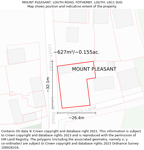 MOUNT PLEASANT, LOUTH ROAD, FOTHERBY, LOUTH, LN11 0UG: Plot and title map