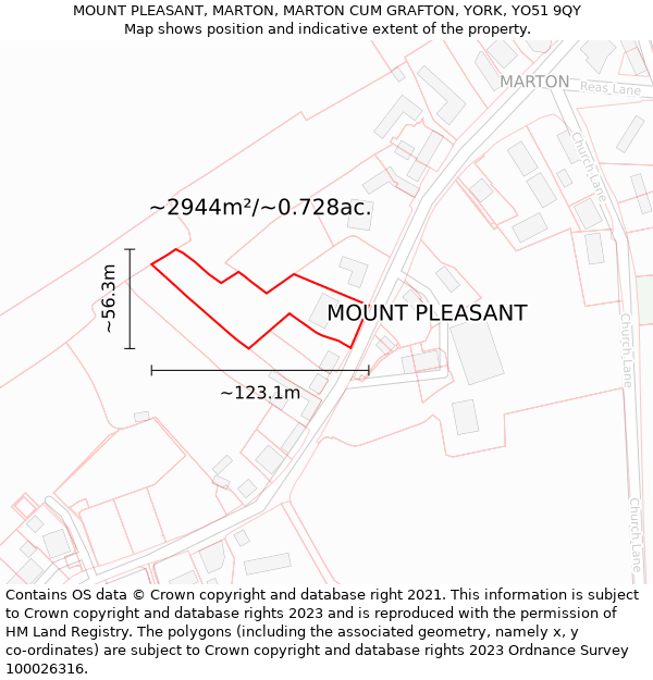 MOUNT PLEASANT, MARTON, MARTON CUM GRAFTON, YORK, YO51 9QY: Plot and title map