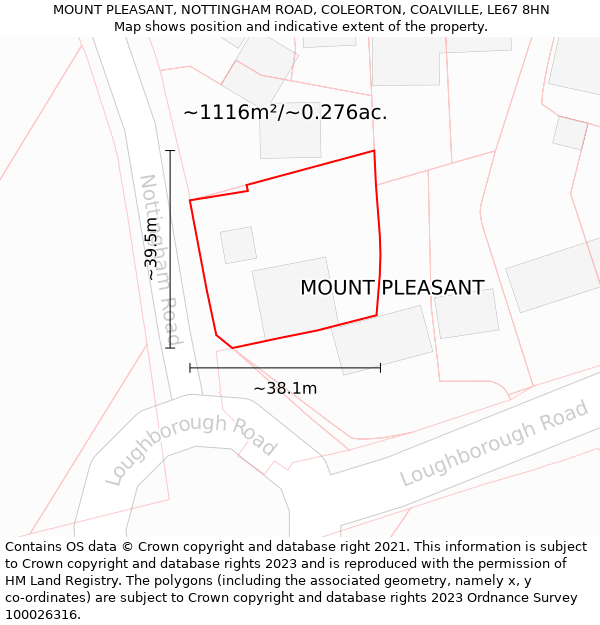 MOUNT PLEASANT, NOTTINGHAM ROAD, COLEORTON, COALVILLE, LE67 8HN: Plot and title map