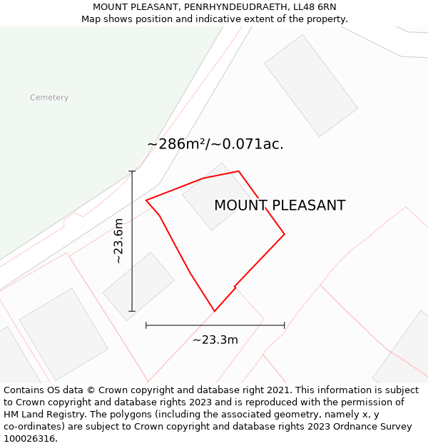 MOUNT PLEASANT, PENRHYNDEUDRAETH, LL48 6RN: Plot and title map