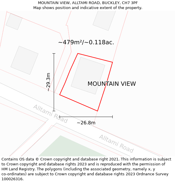 MOUNTAIN VIEW, ALLTAMI ROAD, BUCKLEY, CH7 3PF: Plot and title map