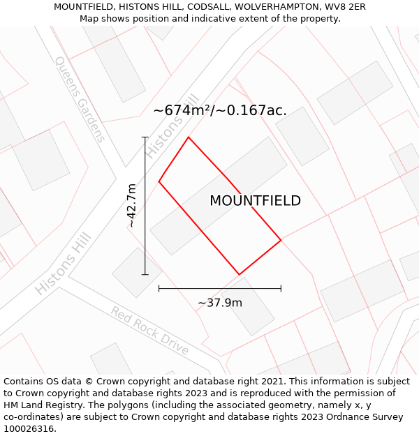 MOUNTFIELD, HISTONS HILL, CODSALL, WOLVERHAMPTON, WV8 2ER: Plot and title map