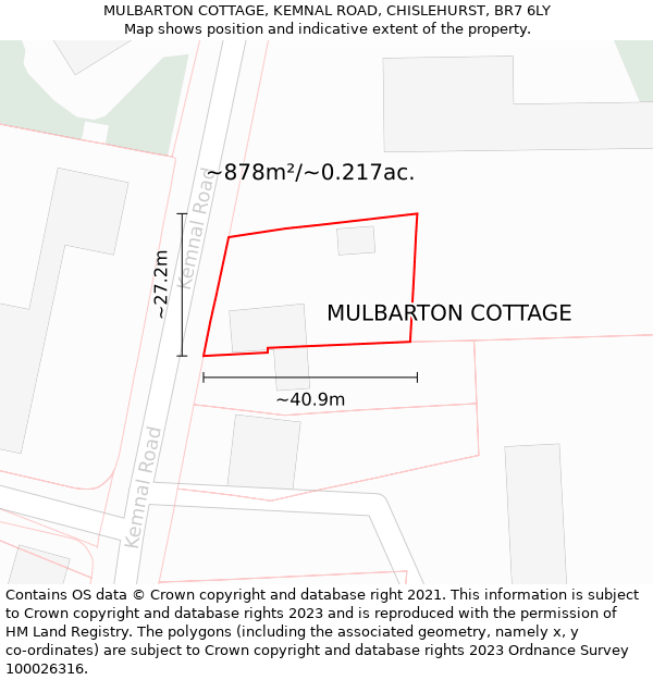 MULBARTON COTTAGE, KEMNAL ROAD, CHISLEHURST, BR7 6LY: Plot and title map