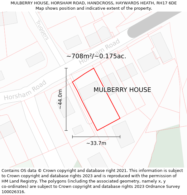 MULBERRY HOUSE, HORSHAM ROAD, HANDCROSS, HAYWARDS HEATH, RH17 6DE: Plot and title map