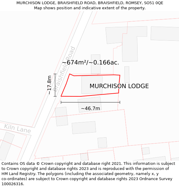 MURCHISON LODGE, BRAISHFIELD ROAD, BRAISHFIELD, ROMSEY, SO51 0QE: Plot and title map