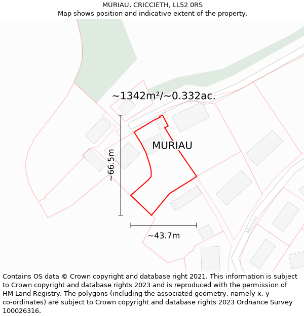 MURIAU, CRICCIETH, LL52 0RS: Plot and title map