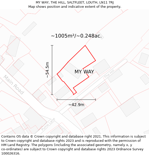 MY WAY, THE HILL, SALTFLEET, LOUTH, LN11 7RJ: Plot and title map