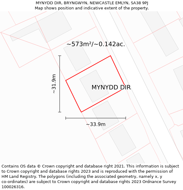 MYNYDD DIR, BRYNGWYN, NEWCASTLE EMLYN, SA38 9PJ: Plot and title map