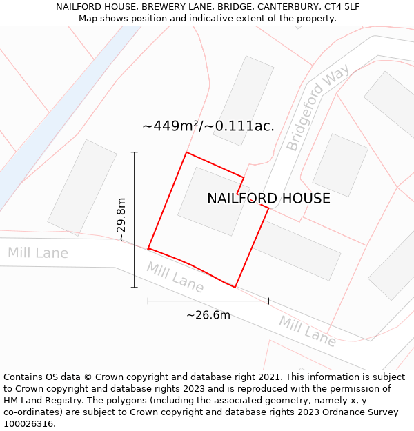 NAILFORD HOUSE, BREWERY LANE, BRIDGE, CANTERBURY, CT4 5LF: Plot and title map