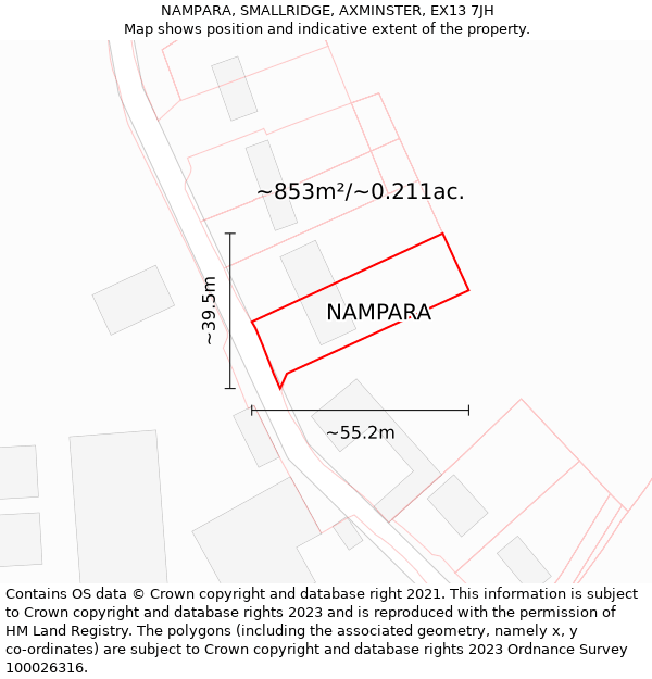 NAMPARA, SMALLRIDGE, AXMINSTER, EX13 7JH: Plot and title map