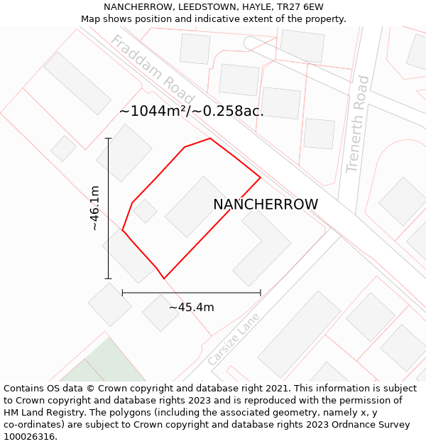 NANCHERROW, LEEDSTOWN, HAYLE, TR27 6EW: Plot and title map