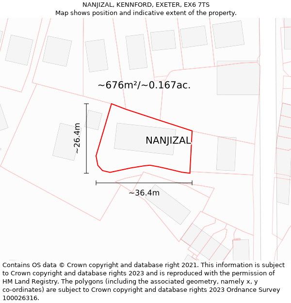 NANJIZAL, KENNFORD, EXETER, EX6 7TS: Plot and title map