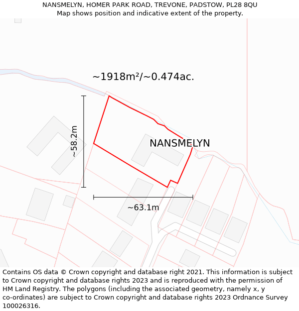 NANSMELYN, HOMER PARK ROAD, TREVONE, PADSTOW, PL28 8QU: Plot and title map