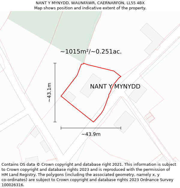 NANT Y MYNYDD, WAUNFAWR, CAERNARFON, LL55 4BX: Plot and title map