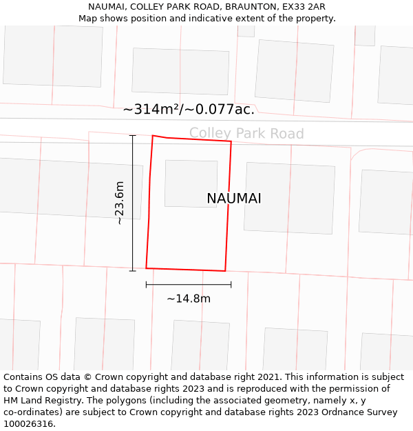 NAUMAI, COLLEY PARK ROAD, BRAUNTON, EX33 2AR: Plot and title map