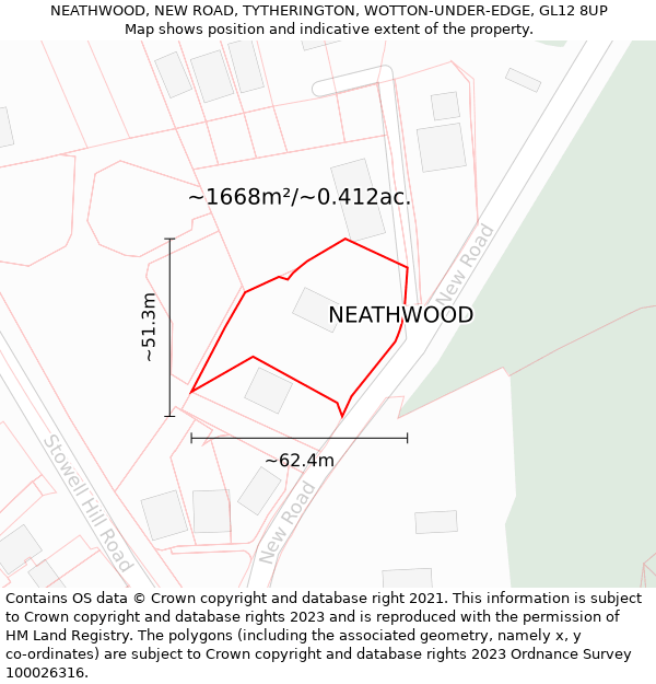 NEATHWOOD, NEW ROAD, TYTHERINGTON, WOTTON-UNDER-EDGE, GL12 8UP: Plot and title map