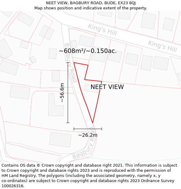 NEET VIEW, BAGBURY ROAD, BUDE, EX23 8QJ: Plot and title map