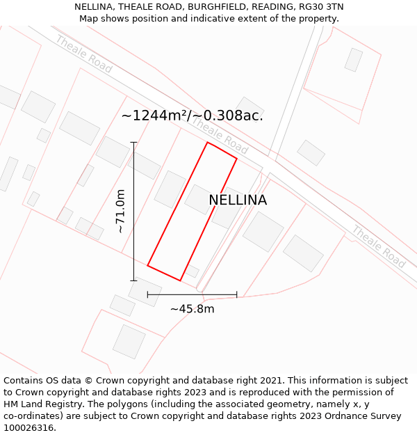 NELLINA, THEALE ROAD, BURGHFIELD, READING, RG30 3TN: Plot and title map