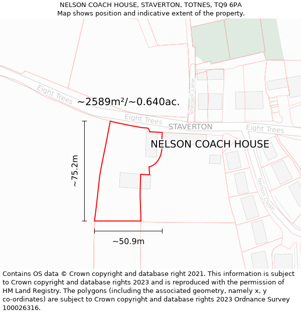 NELSON COACH HOUSE, STAVERTON, TOTNES, TQ9 6PA: Plot and title map