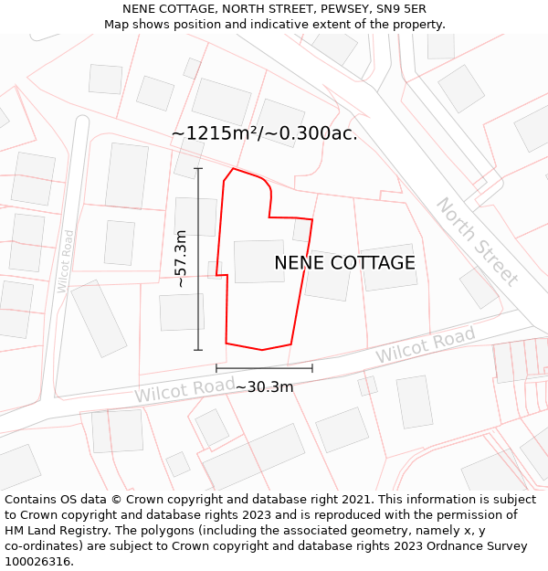 NENE COTTAGE, NORTH STREET, PEWSEY, SN9 5ER: Plot and title map