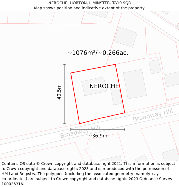 NEROCHE, HORTON, ILMINSTER, TA19 9QR: Plot and title map